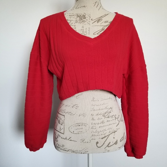 Forever 21 Sweaters - Forever 21 Red Cropped Sweater